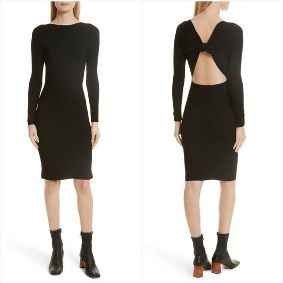 Helmut Lang NWT Black Dress Cut Out Open Back Rib LBD Large - Picture 1 of 7